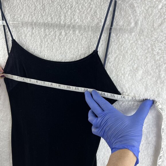 VTG Dress Womens 6 BLUE Velvet Maxi Slip Y2K 90s Romantic Goth Vampy Prom HOCO - Picture 11 of 15